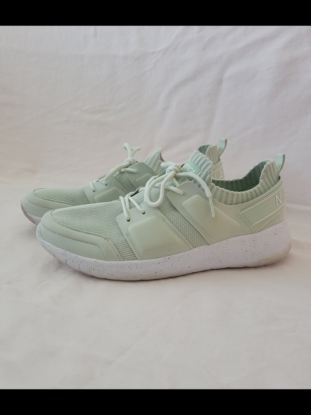 Nautica Mint Green Knit Top Lace-Up Sneakers